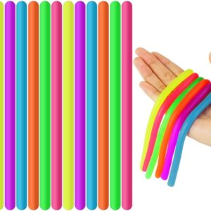 Ainiv 12 Stück Bunte Dehnbare Saiten, Sensory Noodles Fidget Toys, 24 cm Sensorische Dehnbar Schnur Fidget Toys Stretch Spielzeug Set, Spielzeug Stress Relief Zappeln für ADD, ADHS, Autismus(6 Farben)